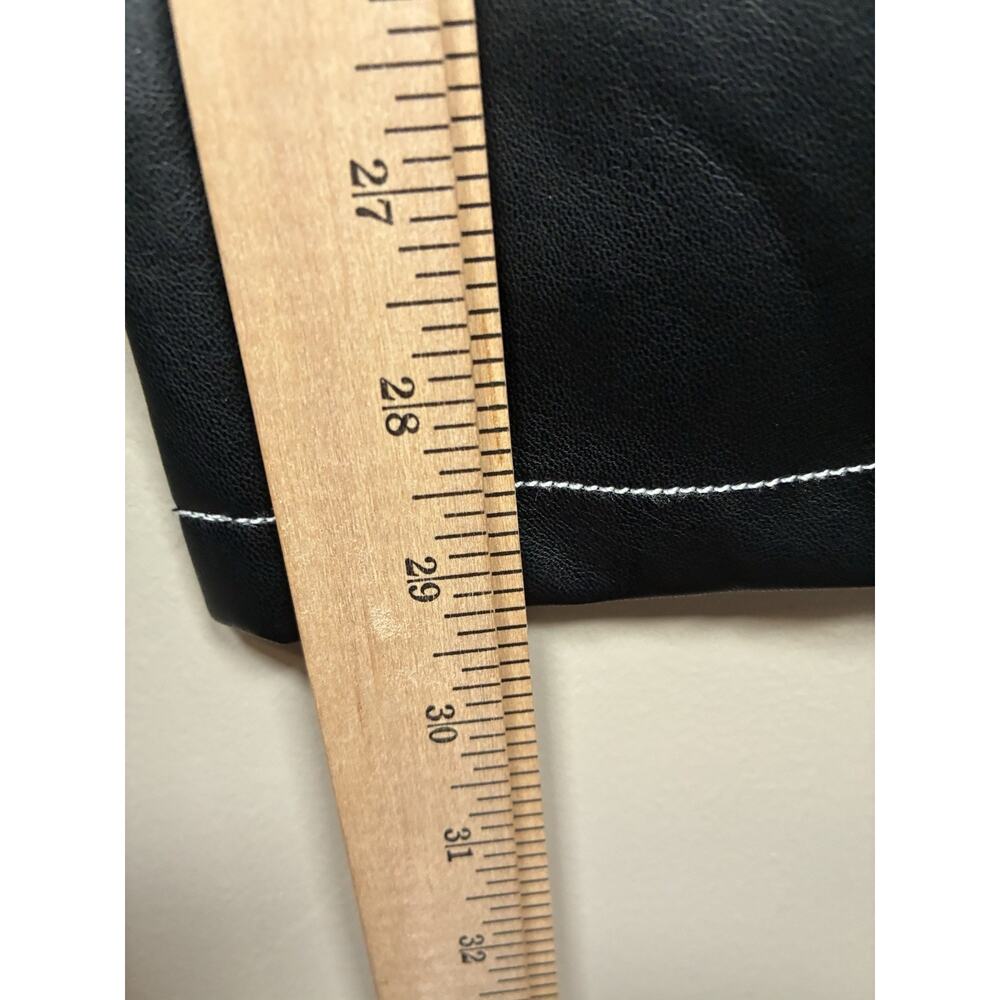 Silence + Noise 27 NWT Black Faux Leather Pants Contrast Stitch Straight Y2K - Picture 6 of 7